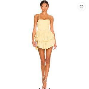Yellow Pleated Mini Dress
